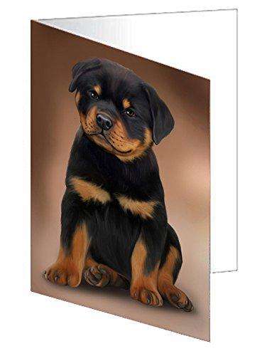 Rottweilers Dog Handmade Artwork Assorted Pets Greeting Cards and Note Cards with Envelopes for All Occasions and Holiday Seasons D316