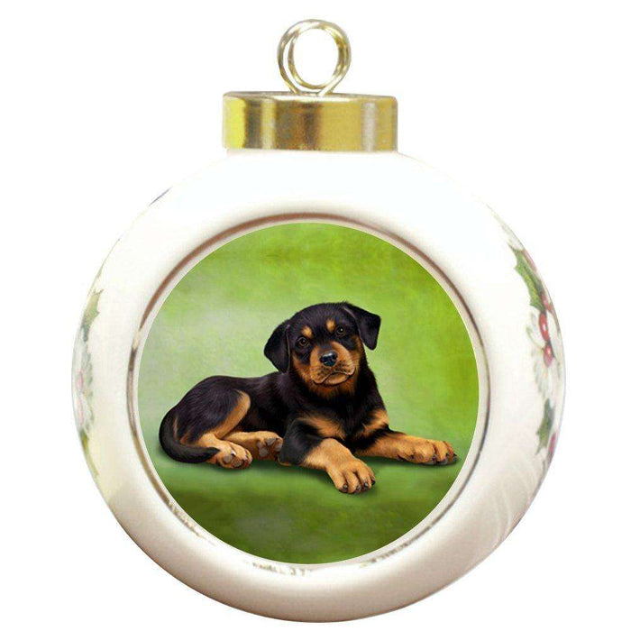 Rottweilers Dog Round Ceramic Christmas Ornament