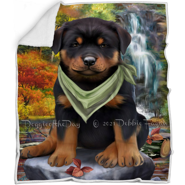 Scenic Waterfall Rottweiler Dog Blanket BLNKT84207