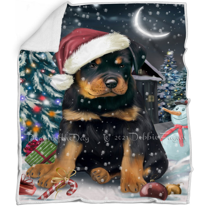 Have a Holly Jolly Christmas Rottweilers Dog in Holiday Background Blanket D029
