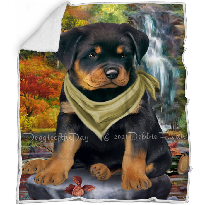 Scenic Waterfall Rottweiler Dog Blanket BLNKT84216
