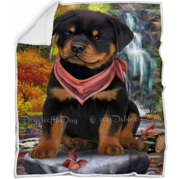Scenic Waterfall Rottweiler Dog Blanket BLNKT84225