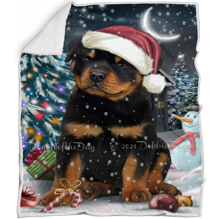 Have a Holly Jolly Christmas Rottweilers Dog in Holiday Background Blanket D031