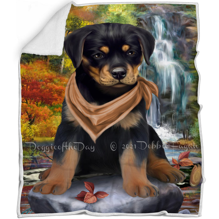 Scenic Waterfall Rottweiler Dog Blanket BLNKT84234