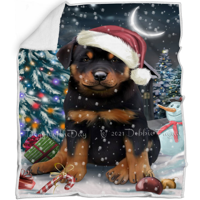 Have a Holly Jolly Christmas Rottweilers Dog in Holiday Background Blanket D032