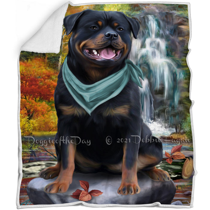 Scenic Waterfall Rottweiler Dog Blanket BLNKT84243
