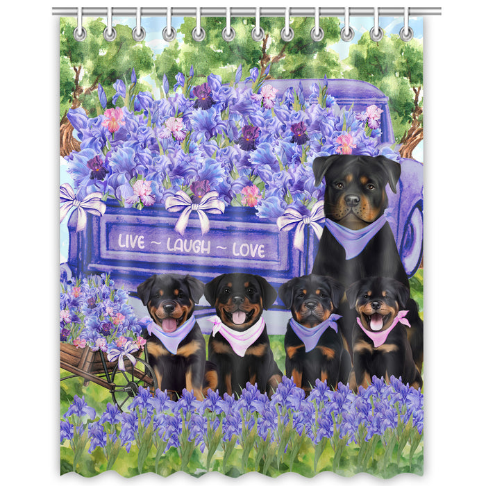 Rottweiler Shower Curtain: Explore a Variety of Designs, Halloween Bathtub Curtains for Bathroom with Hooks, Personalized, Custom, Gift for Pet and Dog Lovers