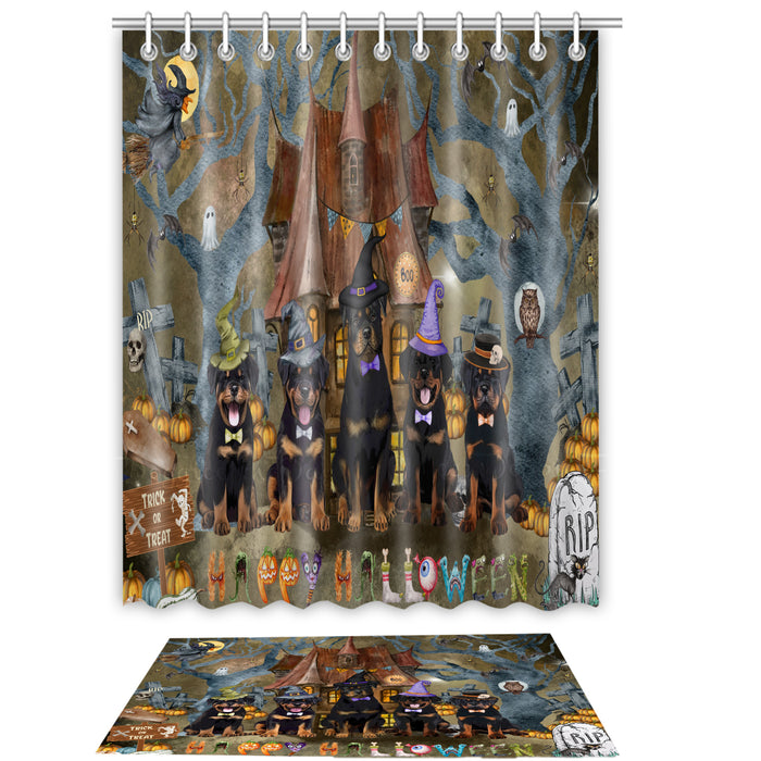Rottweiler Shower Curtain & Bath Mat Set - Explore a Variety of Personalized Designs - Custom Rug and Curtains with hooks for Bathroom Decor - Pet and Dog Lovers Gift