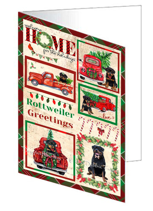Welcome Home for Christmas Holidays Rottweiler Dogs Handmade Artwork Assorted Pets Greeting Cards and Note Cards with Envelopes for All Occasions and Holiday Seasons GCD76262