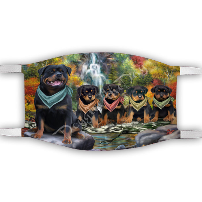 Scenic Waterfall Rottweiler Dogs Face Mask FM49330