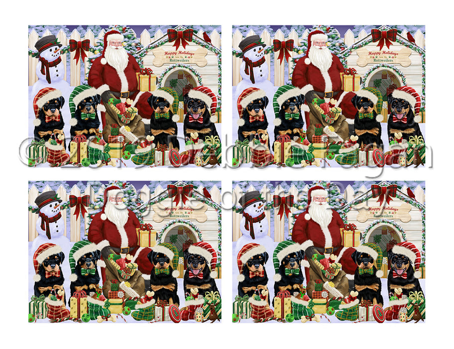 Happy Holidays Christmas Rottweiler Dogs House Gathering Placemat