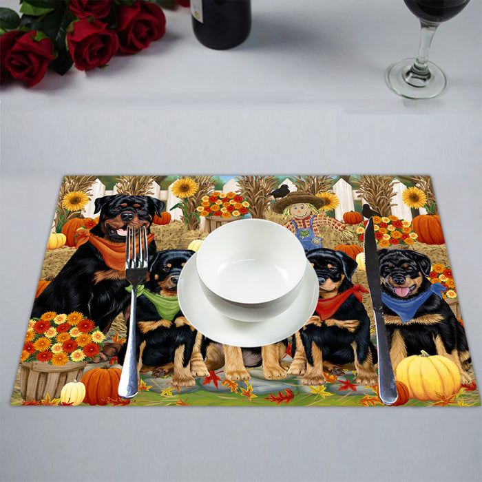 Fall Festive Harvest Time Gathering Rottweiler Dogs Placemat