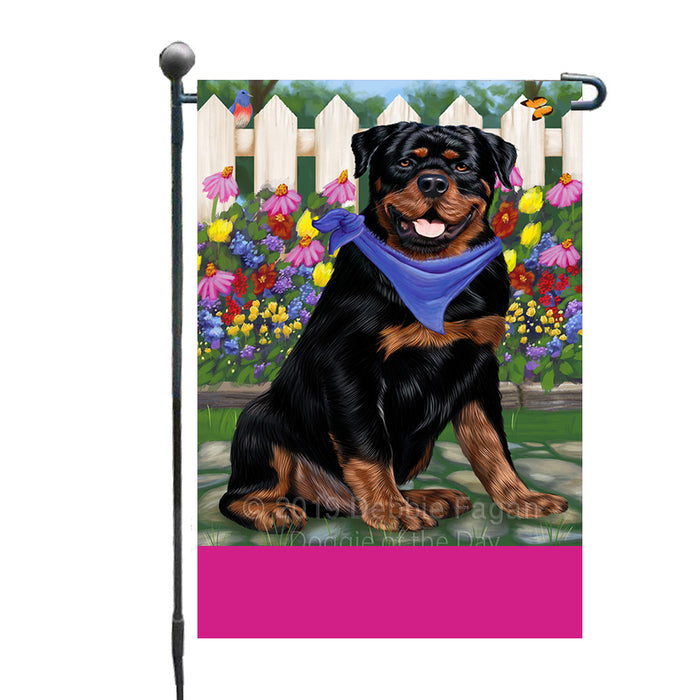 Personalized Spring Floral Rottweiler Dog Custom Garden Flags GFLG-DOTD-A62966