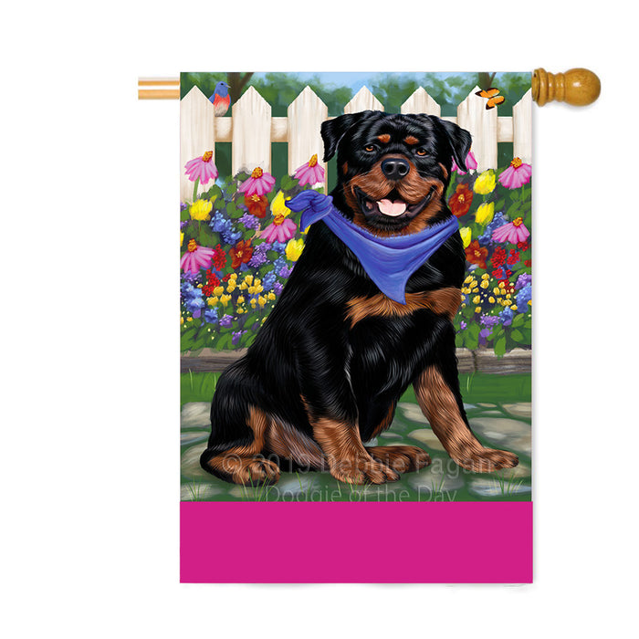 Personalized Spring Floral Rottweiler Dog Custom House Flag FLG-DOTD-A63022