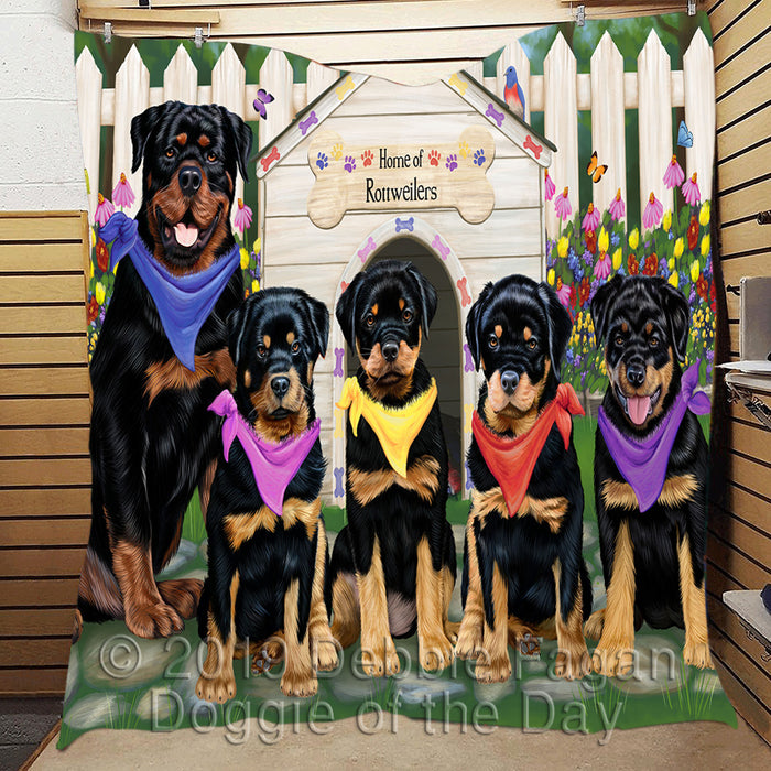 Spring Dog House Rottweiler Dogs Quilt