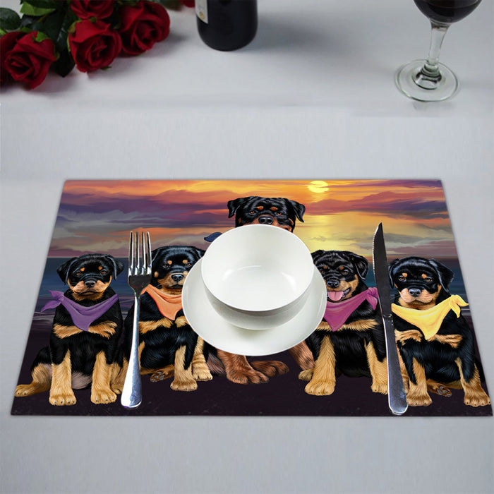 Family Sunset Portrait Rottweiler Dogs Placemat