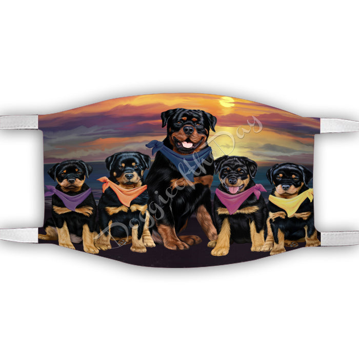 Family Sunset Rottweiler Dogs Face Mask FM49229