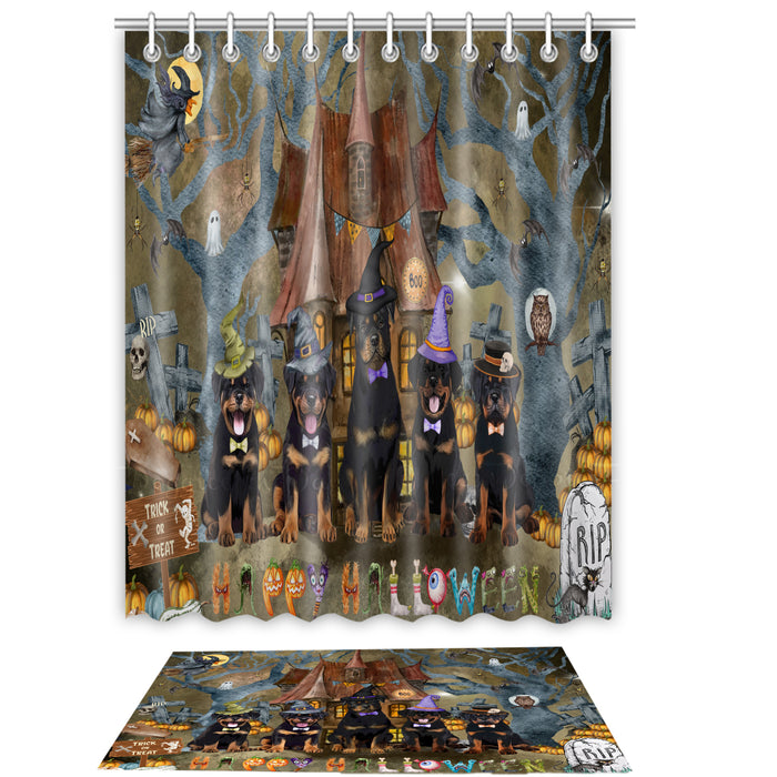 Rottweiler Shower Curtain & Bath Mat Set, Bathroom Decor Curtains with hooks and Rug, Explore a Variety of Designs, Personalized, Custom, Dog Lover's Gifts