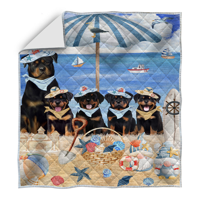 Rottweiler Bedspread Quilt, Bedding Coverlet Quilted, Explore a Variety of Designs, Personalized, Custom, Dog Gift for Pet Lovers