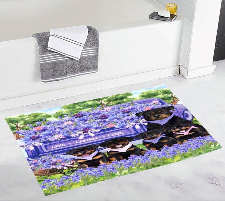Rottweiler Personalized Bath Mat, Explore a Variety of Custom Designs, Anti-Slip Bathroom Rug Mats, Pet and Dog Lovers Gift