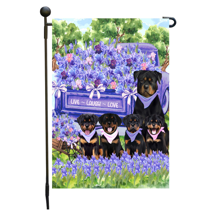 Rottweiler Dogs Garden Flag for Dog and Pet Lovers, Explore a Variety of Designs, Custom, Personalized, Weather Resistant, Double-Sided, Outdoor Garden Yard Decoration