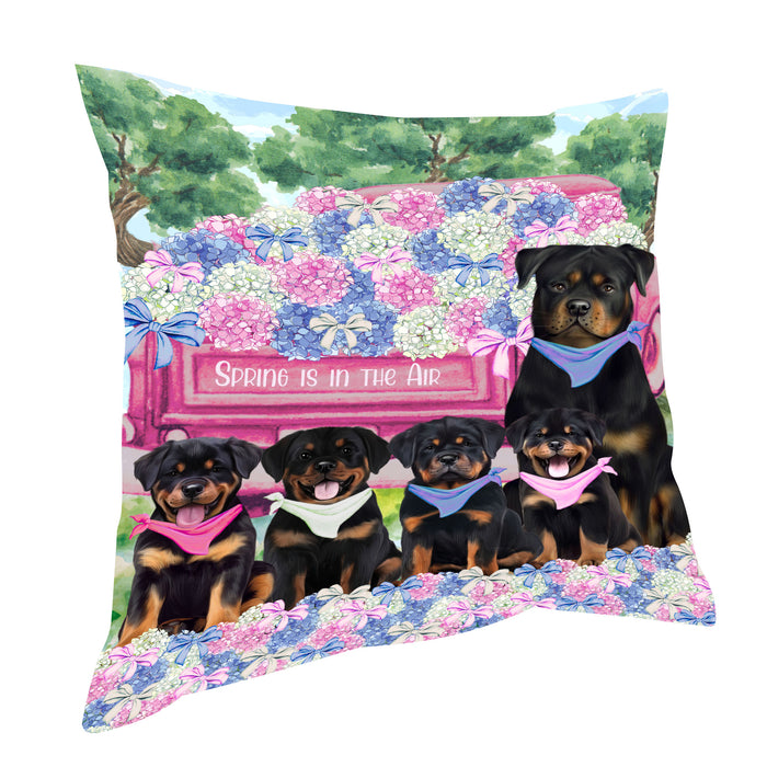 Rottweiler Throw Pillow: Explore a Variety of Designs, Cushion Pillows for Sofa Couch Bed, Personalized, Custom, Dog Lover's Gifts