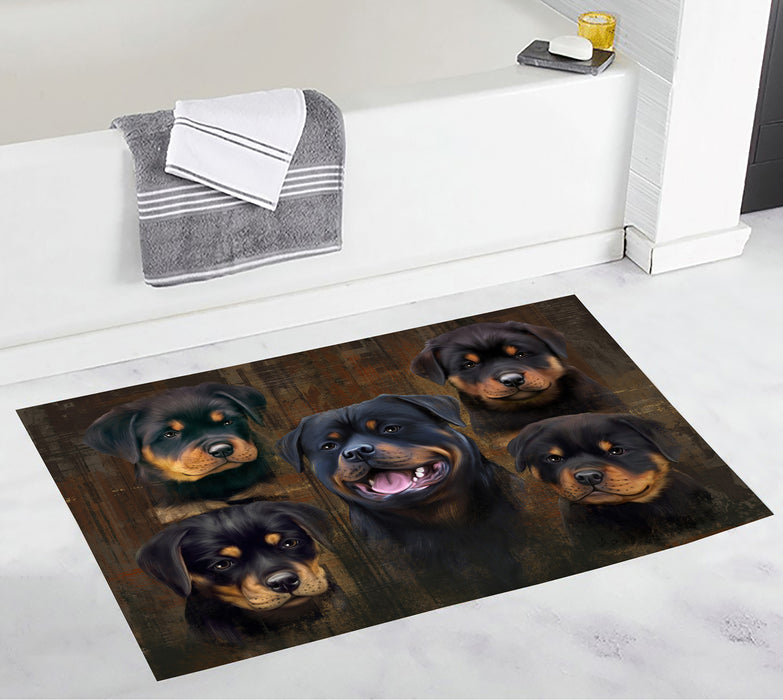 Rustic Rottweiler Dogs Bath Mat