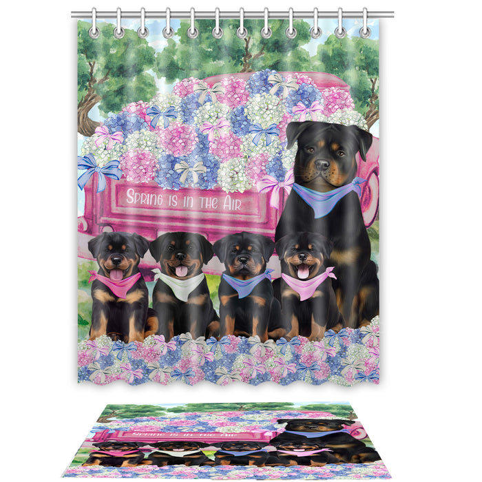 Rottweiler Shower Curtain & Bath Mat Set, Bathroom Decor Curtains with hooks and Rug, Explore a Variety of Designs, Personalized, Custom, Dog Lover's Gifts