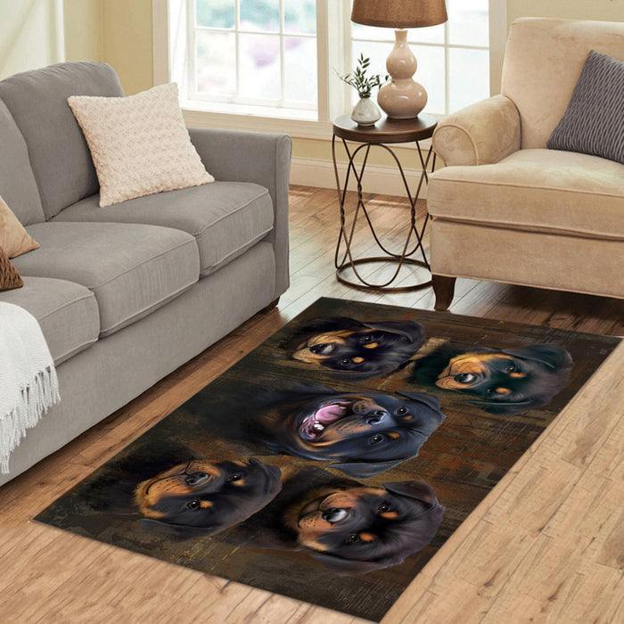 Rustic Rottweiler Dogs Area Rug
