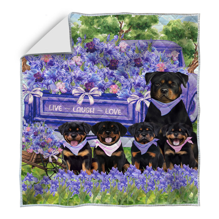 Rottweiler Bedding Quilt, Bedspread Coverlet Quilted, Explore a Variety of Designs, Custom, Personalized, Pet Gift for Dog Lovers
