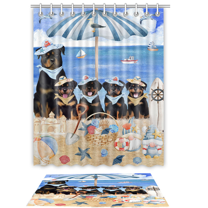 Rottweiler Shower Curtain & Bath Mat Set, Bathroom Decor Curtains with hooks and Rug, Explore a Variety of Designs, Personalized, Custom, Dog Lover's Gifts