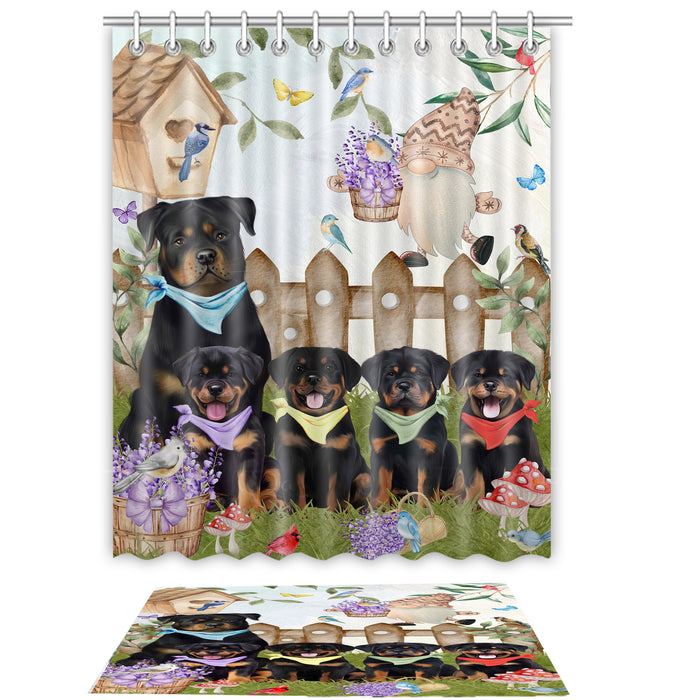 Rottweiler Shower Curtain & Bath Mat Set, Bathroom Decor Curtains with hooks and Rug, Explore a Variety of Designs, Personalized, Custom, Dog Lover's Gifts