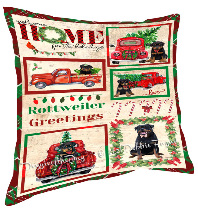 Welcome Home for Christmas Holidays Rottweiler Dogs Pillow with Top Quality High-Resolution Images - Ultra Soft Pet Pillows for Sleeping - Reversible & Comfort - Ideal Gift for Dog Lover - Cushion for Sofa Couch Bed - 100% Polyester