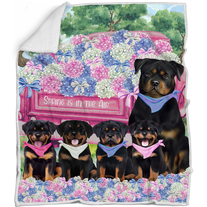 Rottweiler Blanket: Explore a Variety of Custom Designs, Bed Cozy Woven, Fleece and Sherpa, Personalized Dog Gift for Pet Lovers