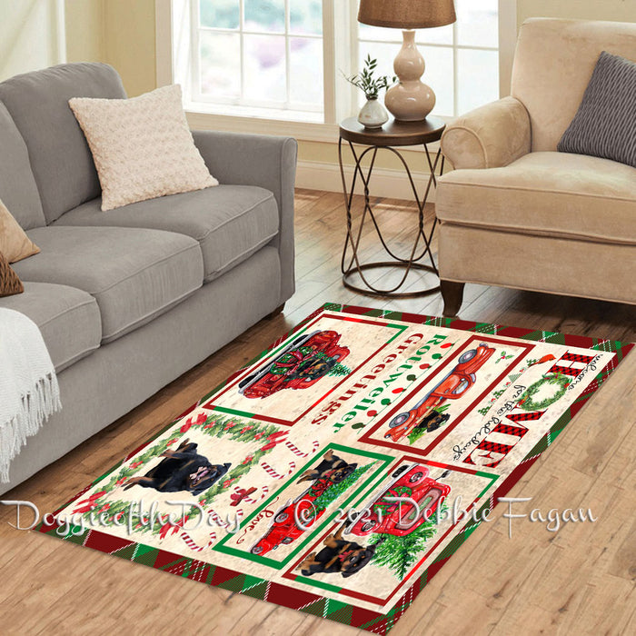 Welcome Home for Christmas Holidays Rottweiler Dogs Polyester Living Room Carpet Area Rug ARUG65109