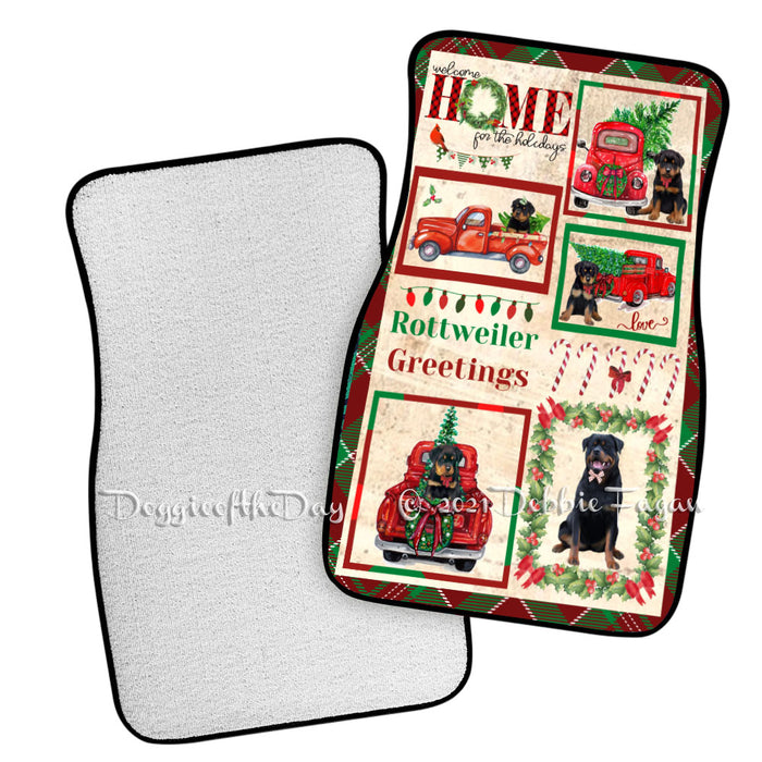 Welcome Home for Christmas Holidays Rottweiler Dogs Polyester Anti-Slip Vehicle Carpet Car Floor Mats CFM48451