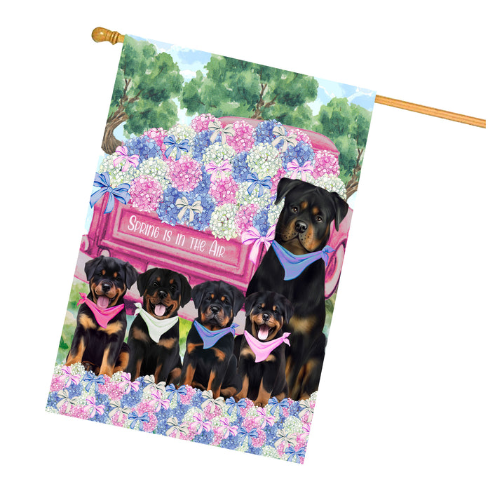 Rottweiler Dogs House Flag: Explore a Variety of Personalized Designs, Double-Sided, Weather Resistant, Custom, Home Outside Yard Decor for Dog and Pet Lovers