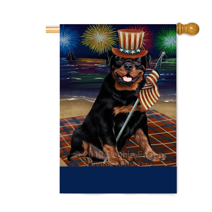Personalized 4th of July Firework Rottwieler Dog Custom House Flag FLG-DOTD-A58099