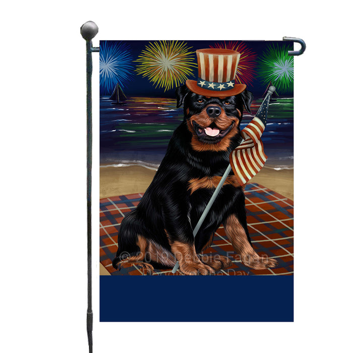 Personalized 4th of July Firework Rottwieler Dog Custom Garden Flags GFLG-DOTD-A58043