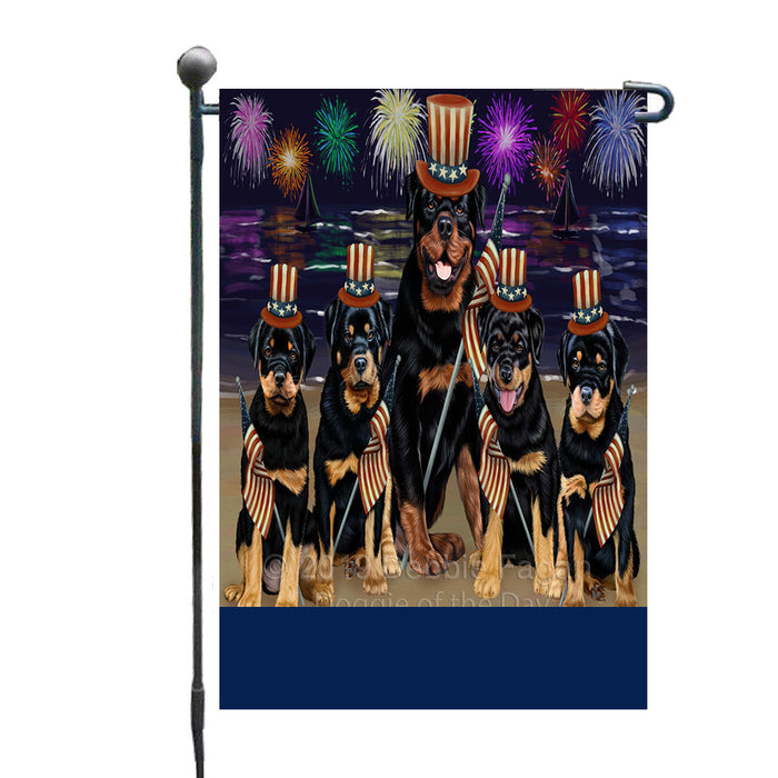 Personalized 4th of July Firework Rottwieler Dogs Custom Garden Flags GFLG-DOTD-A58044