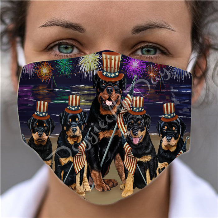4th of July Independence Day Rottweiler Dogs Face Mask FM49432
