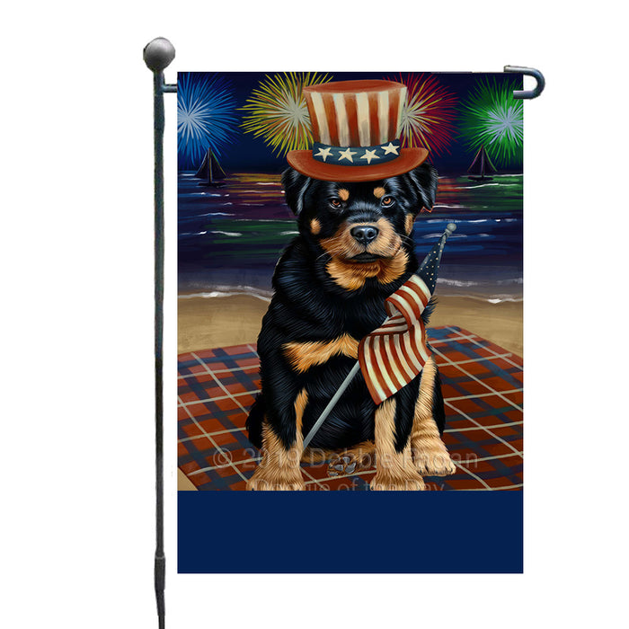 Personalized 4th of July Firework Rottwieler Dog Custom Garden Flags GFLG-DOTD-A58045