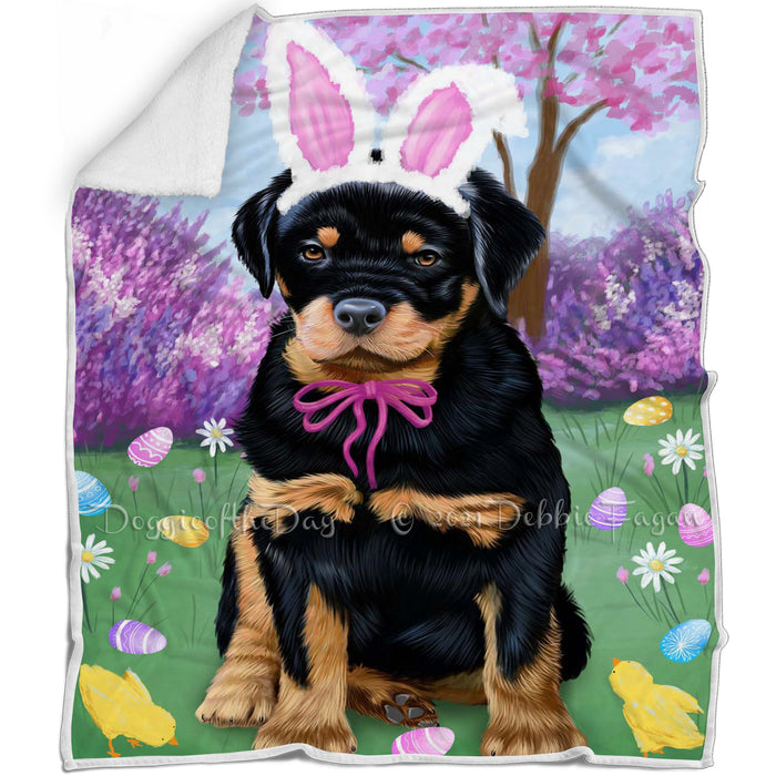 Rottweiler Dog Easter Holiday Blanket BLNKT59952