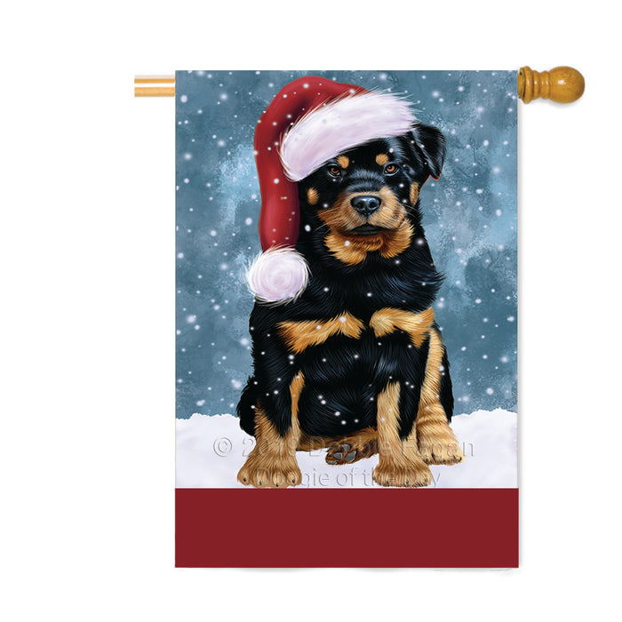 Personalized Let It Snow Happy Holidays Rottweiler Dog Custom House Flag FLG-DOTD-A62483