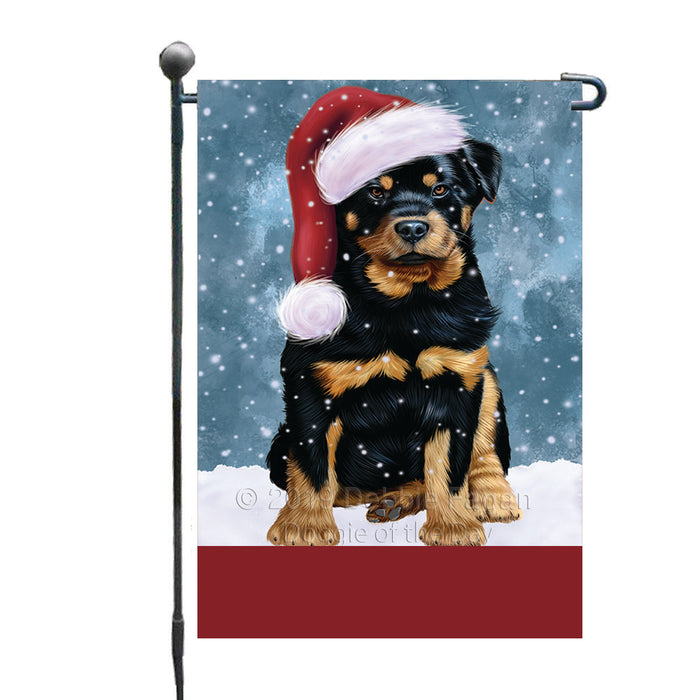 Personalized Let It Snow Happy Holidays Rottweiler Dog Custom Garden Flags GFLG-DOTD-A62427