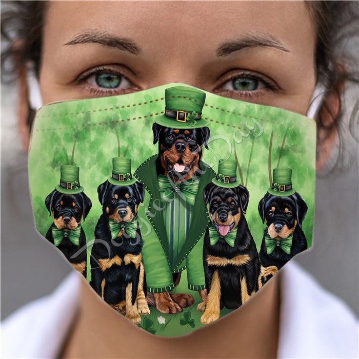 St. Patricks Day Irish Rottweiler Dogs Face Mask FM50179