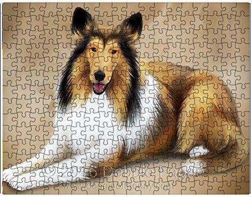 Rough Collie Dog Art Portrait Print 300 Pc. Puzzle with Photo Tin