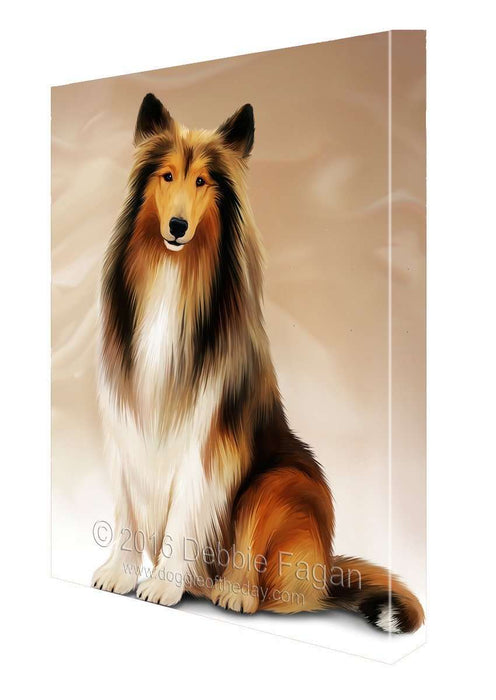 Rough Collie Dog Art Portrait Print Canvas