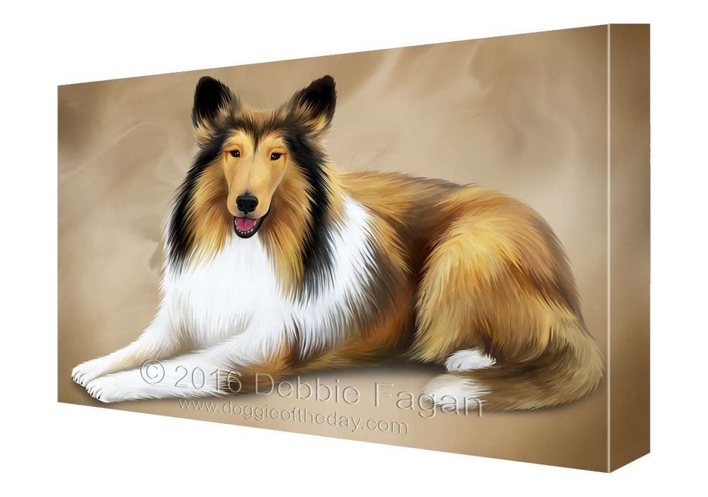 Rough Collie Dog Art Portrait Print Canvas