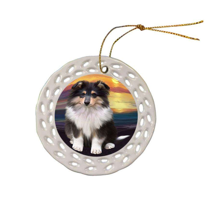 Rough Collie Dog Ceramic Doily Ornament DPOR54754